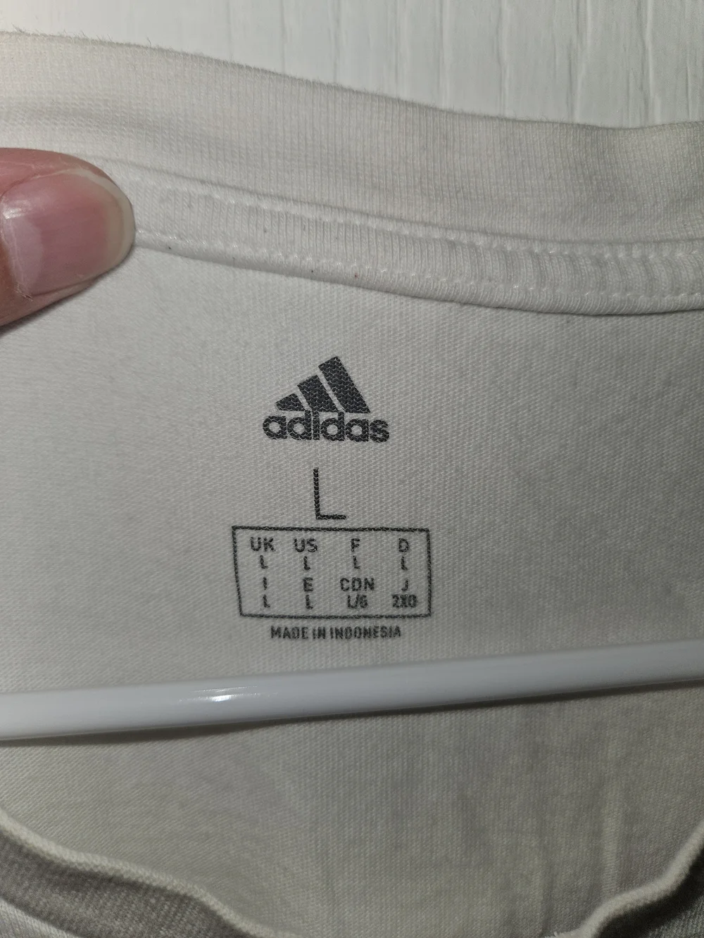 adidas White Crew Neck Tee with Large Black Logo